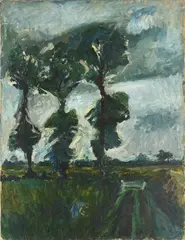 Trees in silhouette, suffolk by Adrian Ryan, Oil on canvas, offered Jul 2026