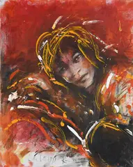 Portrait of kate moss by Ronnie Wood, Oil over touches of pencil on canvas, offered Jul 2026