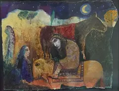 Horses by Night by Samira Abbassy, mixed media and gouache, sold Oct 2026