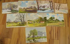 A Winter Scene’ ‘Springtime in Sussex’ and ‘Autumn Ploughing, Sussex by Harold Cornelius Heward, watercolor, sold Oct 2026