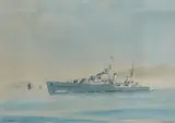 HMS Argonaut, May, 1946 by Eric Erskine Campbell Tufnell, watercolour, sold Aug 2026