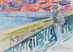 Untitled by John Bratby, pencil and watercolour on paper, sold Aug 2026