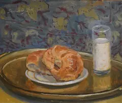 Breakfast by Dennis Gilbert, oil on canvas board, sold Jul 2026