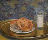 Breakfast by Dennis Gilbert, oil on canvas board, sold Jul 2026