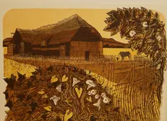 Tithe Barn and Convolvulus by Robert Tavener, pencil, sold Jul 2026