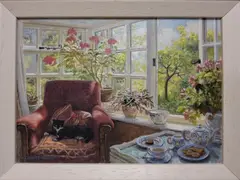 Afternoon tea by Stephen Darbishire, oil on board, sold Aug 2026