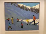 Skiing, saas fe by Y Andrew Macara, oil on canvas, sold Aug 2026