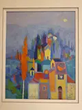 Tuscan landscape by Giuliana Lazzerini, oil, sold Aug 2026