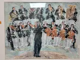 Orchestra by Bernard Rooke, mixed media on paper, sold Aug 2026