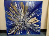 Chemistry art iii by Tony Howell, mixed media on board, sold Aug 2026