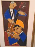 Serenade in jazz i by Marsha Hammel, oil on board, sold Jul 2026