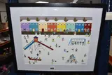 In the park on a snowy day by Gordon Barker, acrylic on paper, sold Jun 2026