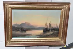 Shipping at sunset by Charles Thornton, oil, sold Jun 2026