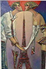 Paris for two by Andrei Protsouk, mixed media on canvas, offered Oct 2026