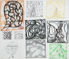 Untitled by Bernard Cohen, Pencil, charcoal and coloured crayons, sold Jun 2026