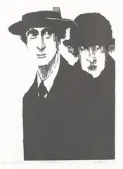 Axel og Ellen by Niclas Gulbrandsen, 1997, Tresnitt på japanpapir, sold Oct 2026