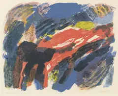 Ild og svaberg by Carl Nesjar, 1999, Litografi, sold Oct 2026