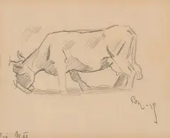 Ei ku by Bjarne Ness, 1919, Blyant på papir, sold Oct 2026