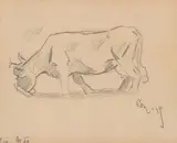 Ei ku by Bjarne Ness, 1919, Blyant på papir, sold Oct 2026