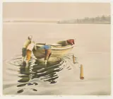 Ut på fiske by Vebjørn Sand, 1990, Litografi, sold Oct 2026