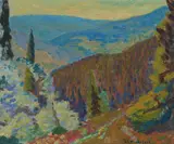 Varm ettermiddag, Aurdal by Willi Midelfart, 1958, Olje på plate, sold Oct 2026