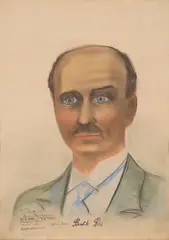 ByggMesteren Albert Kristiansen by Bendik Riis, 1958, Pastell på papir, sold Oct 2026