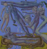 Fiskenes frie ferd mot himmelen by Hans Georg Kohler, 2001, Olje på plate, sold Oct 2026