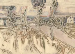 Fra varm hand I by John David Nielsen, 1988, Pastell på papir, sold Oct 2026