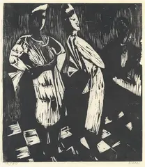 Fra kafeen by Ludvig Eikaas, 1956, Tresnitt, sold Oct 2026