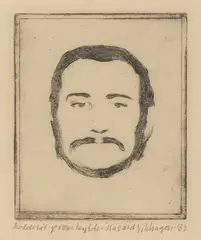 Lech Walesa by Håvard Vikhagen, 1982, Koldnålsradering, prøvetrykk, sold Oct 2026
