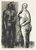 Man and woman by Henry Moore, 1973, Litografi, sold Oct 2026