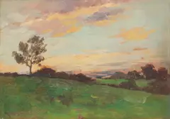 Sunset by Robert McGregor, oil on panel, sold May 2014