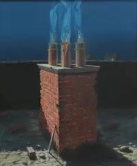 Smokestacks by Arsa Rsw Rgi Gordon K Mitchell, oil on canvas, sold May 2014
