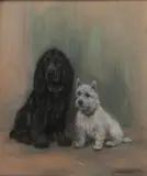 Spaniel and Westie by Marion Rodger Hamilton Harvey, pastel, offered May 2014