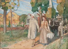 Just Married by Stephen Reid, ink and watercolour, offered May 2014