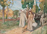 Just Married by Stephen Reid, ink and watercolour, offered May 2014