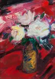Roses by John Houston Obe Rsa Rsw Rgi Ssa, oil on canvas, sold May 2014
