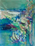 Waterfall by John Houston Obe Rsa Rsw Rgi Ssa, oil on canvas, sold May 2014