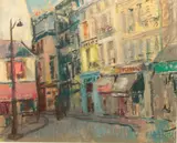 A Paris Street Scene by Lena Alexander, pastel, offered May 2014