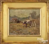 landscape with cows by Matilda Browne, oil on board, sold Oct 2026