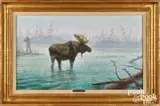figure hunting a moose by Gregory Perillo, oil on canvas, sold Oct 2026