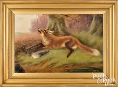 of a fox in a trap by Robert Cleminson, oil on canvas, offered Oct 2026