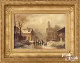 winter town scene by Anton Doll, oil on board, offered Oct 2026
