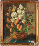 still life of flowers in an Indian olla by Mary Scully, oil on canvas, sold Oct 2026