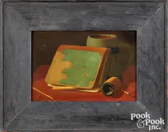 still life with a book and pipe by John F. Peto, oil on board, sold Oct 2026