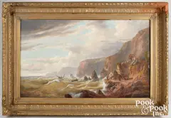 rocky coast with figures by Alexander F. Loemans, oil on canvas, offered Oct 2026