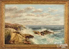 rocky coastline by Xanthus Russell Smith, oil on canvas, sold Oct 2026