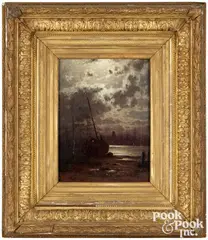 luminous harbor scene by Thomas Moran, oil on canvas, sold Oct 2026