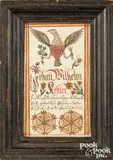 fraktur bookplate by Johann Adam Eyer, ink and watercolor, sold Oct 2026