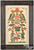 fraktur drawing with birds by Johannes Mayer, watercolor, sold Oct 2026
